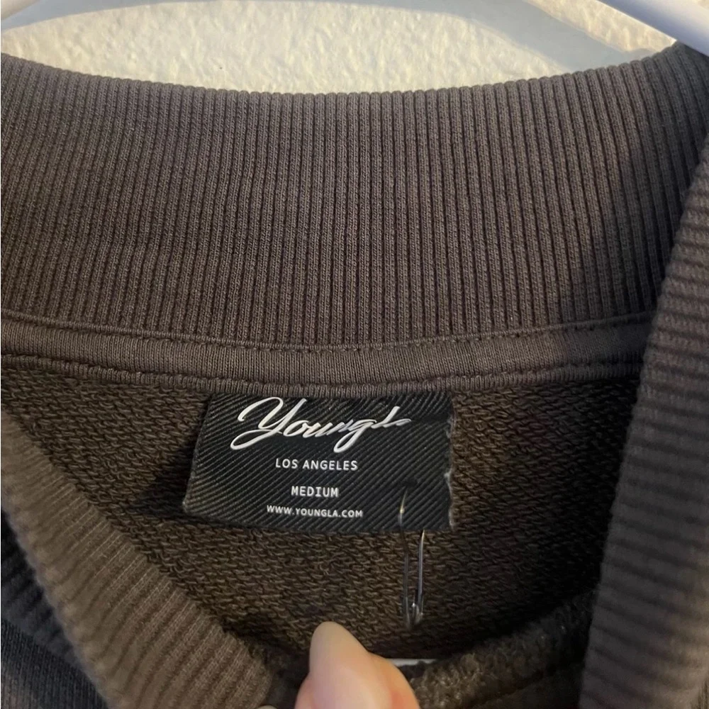 YoungLA Charcoal Sweater with White Script - Picture 4 of 5